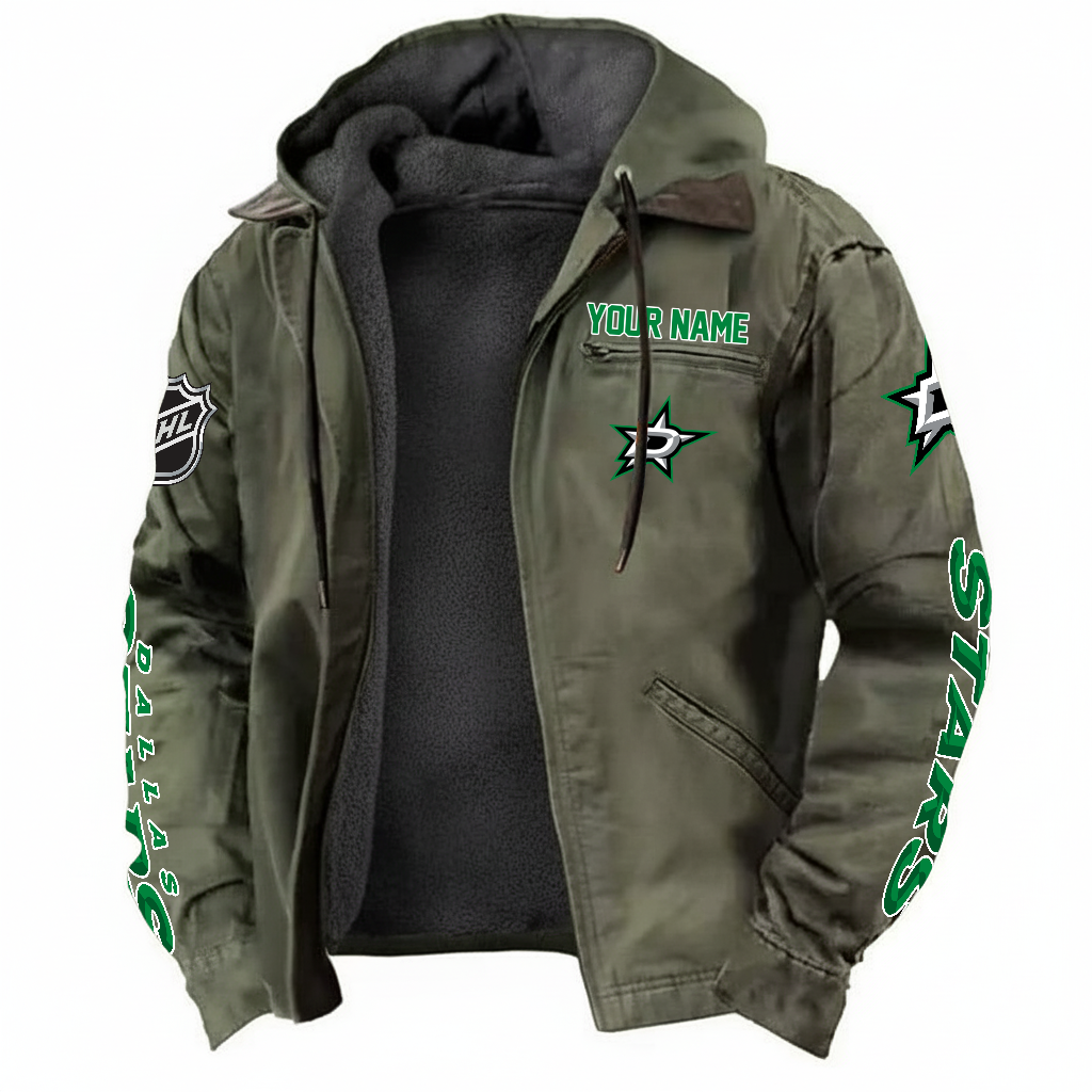LIMITED EDITION - NEW CUSTOMIZED NHL15 DLS DALLAS STARSS HOODED CARDIGAN JACKET