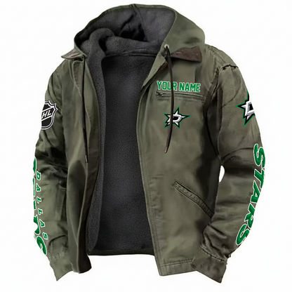 LIMITED EDITION - NEW CUSTOMIZED NHL15 DLS DALLAS STARSS HOODED CARDIGAN JACKET