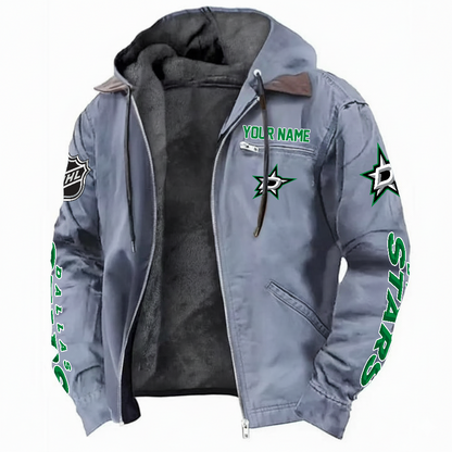 LIMITED EDITION - NEW CUSTOMIZED NHL15 DLS DALLAS STARSS HOODED CARDIGAN JACKET