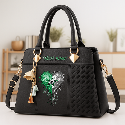 LIMITED EDITION - NEW CUSTOMIZED NHL15 DLS DALLAS STARS ZIP HANDBAG MULTICOLOR