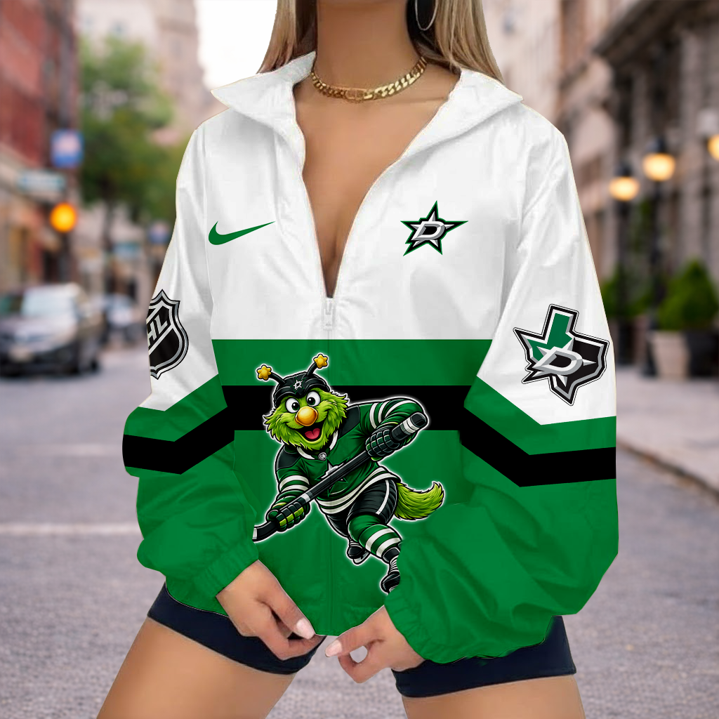 LIMITED EDITION - NEW CUSTOMIZED NHL15 DLS DALLAS STARS V-NECK ZIPPER SWEATSHIRT JACKET