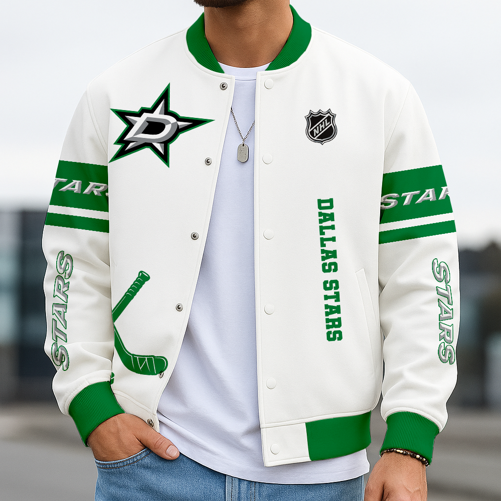 LIMITED EDITION - NEW CUSTOMIZED NHL15 DLS DALLAS STARS BASEBALL JACKET, SATIN VARSITY JACKET