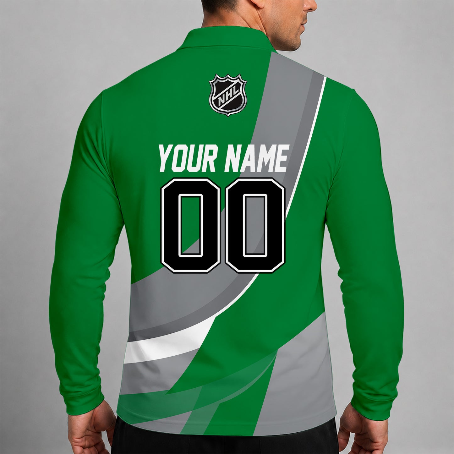 [SUPER SALE] NEW CUSTOMIZED NHL15 DLS DALLAS STARS MEN LONG SLEEVE POLO