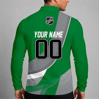 [SUPER SALE] NEW CUSTOMIZED NHL15 DLS DALLAS STARS MEN LONG SLEEVE POLO