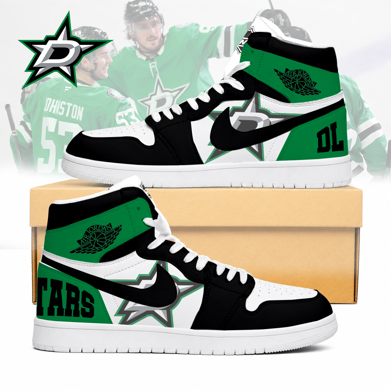 LIMITED EDITION - NEW CUSTOMIZED NHL15 DL STARS AIR JORDAN SNEAKERS