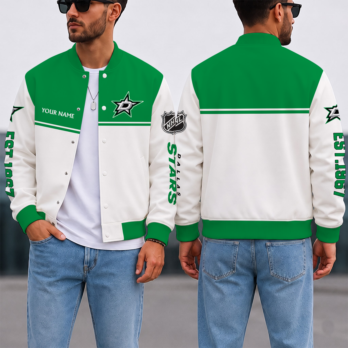 EXCLUSIVE EDITION - NEW CUSTOMIZED NHL15 DLS DALLAS STARS SATIN VARSITY JACKET & BASEBALL JACKET