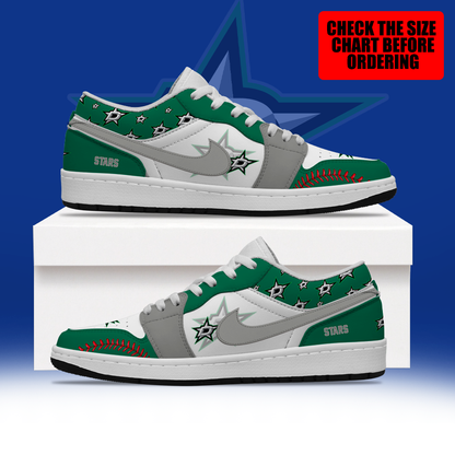 [SUPER SALE] NEW CUSTOMIZED NHL15 DLS DALLAS STARS AIR JORDAN LOW SHOES