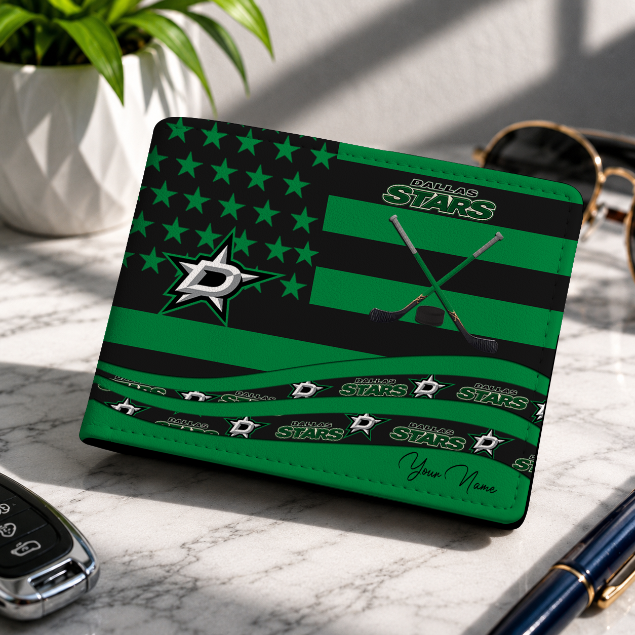 LIMITED EDITION - NEW CUSTOMIZED NHL15 DLS DALLAS STARS LEATHER WALLET