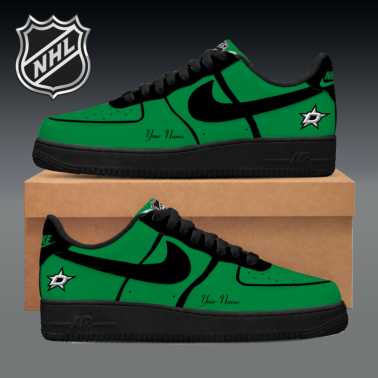 LIMITED EDITION - NEW CUSTOMIZED NHL15 DLS DALLAS STARS AF1 SNEAKER