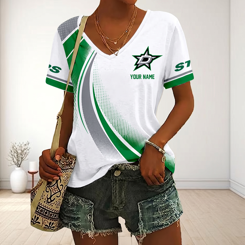 LIMITED EDITION - NEW CUSTOMIZED NHL15 DLS DALLAS STARS V-NECK FEMALE SHIRT