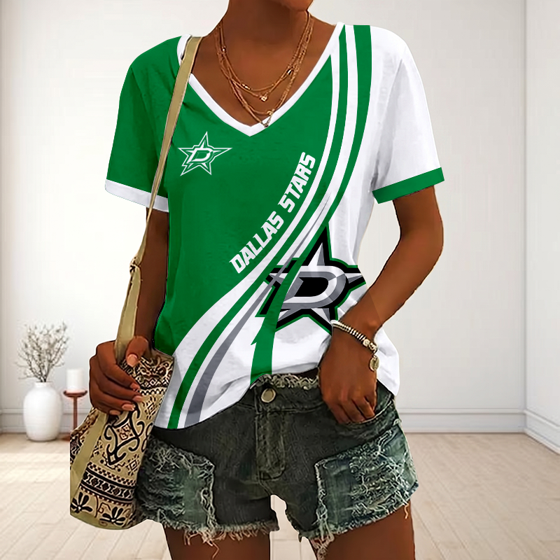LIMITED EDITION - NEW CUSTOMIZED NHL15 DLS DALLAS STARS V-NECK FEMALE SHIRT