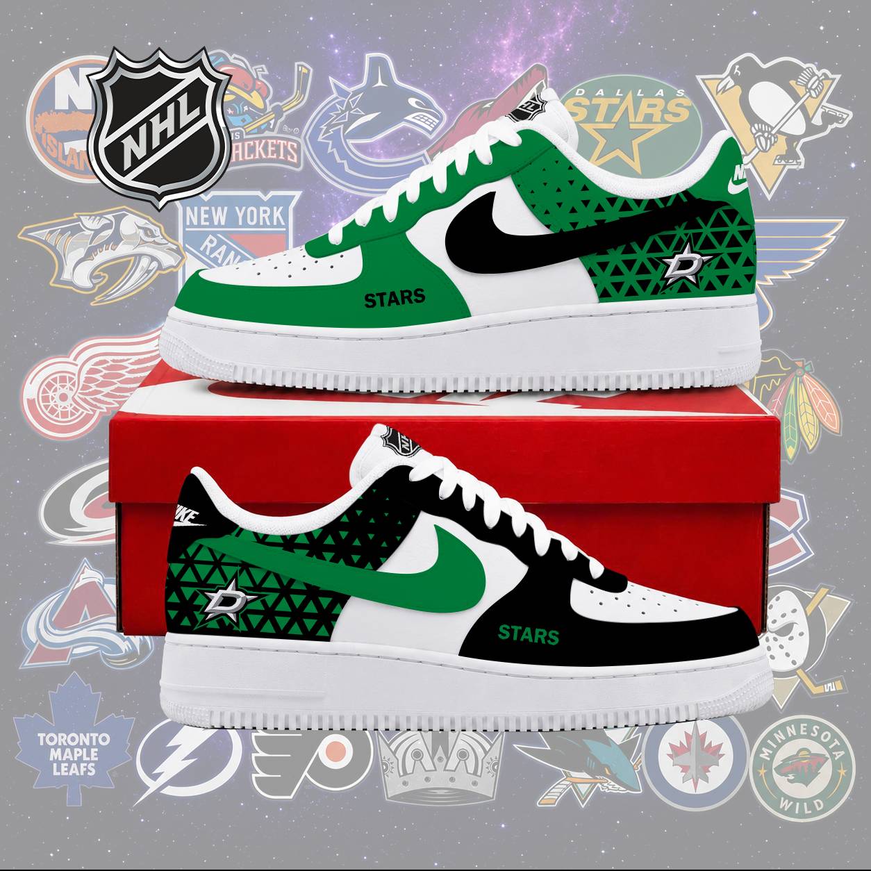 LIMITED EDITION - NEW CUSTOMIZED NHL15 DLS DALLAS STARS AF1 SHOES