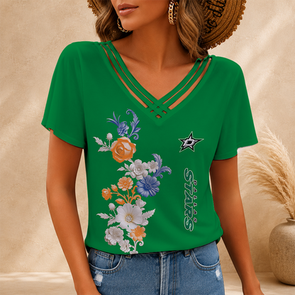 [SUPER SALE] NEW CUSTOMIZED NHL15 DLS DALLAS STARS V-NECK SHIRT