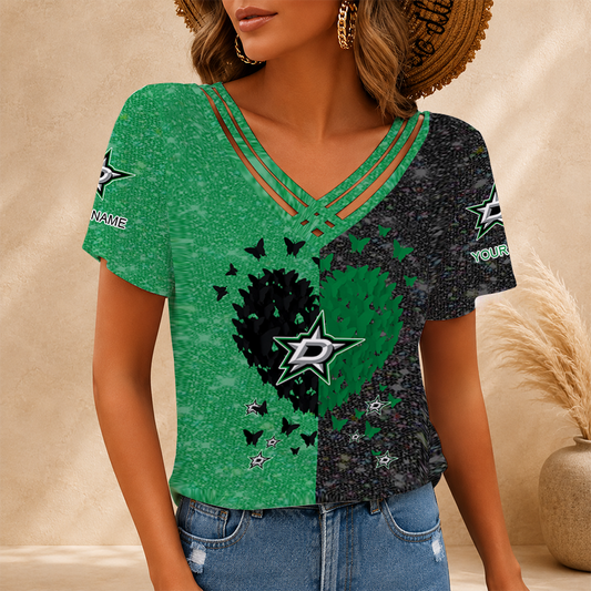 LIMITED EDITION - NEW CUSTOMIZED NHL15 DLS DALLAS STARS V-NECK SHIRT