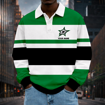 LIMITED EDITION - NEW CUSTOMIZED NHL15 DLS DALLAS STARS MEN LONG SLEEVE POLO