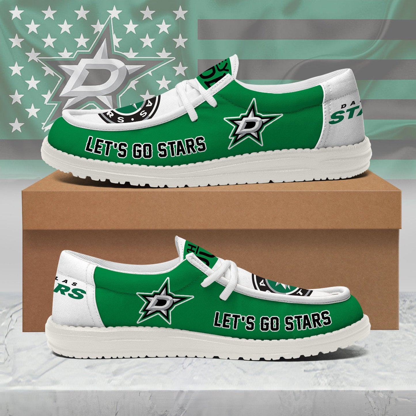 LIMITED EDITION - NEW CUSTOMIZED NHL15 DLS DALLAS STARS LOAFER SHOES