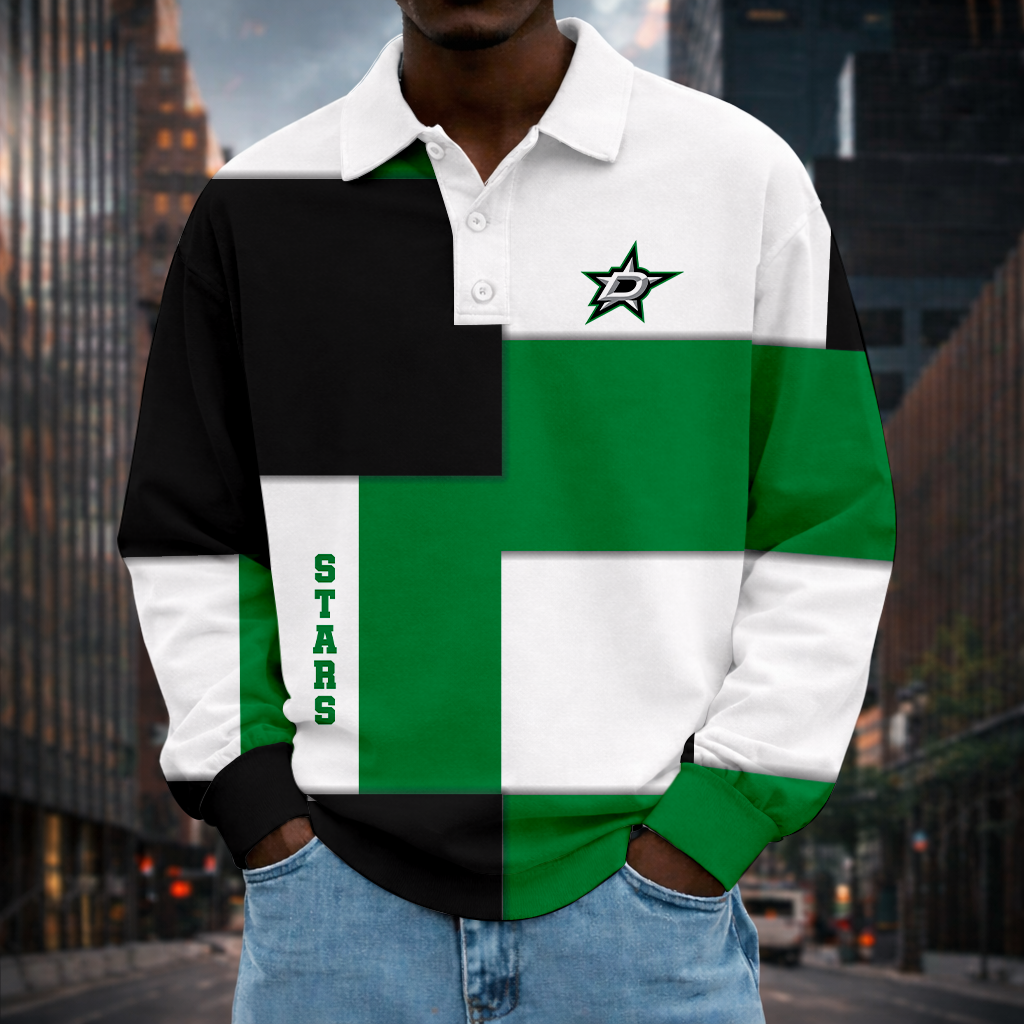 LIMITED EDITION - NEW CUSTOMIZED NHL15 DLS DALLAS STARS MEN LONG SLEEVE POLO
