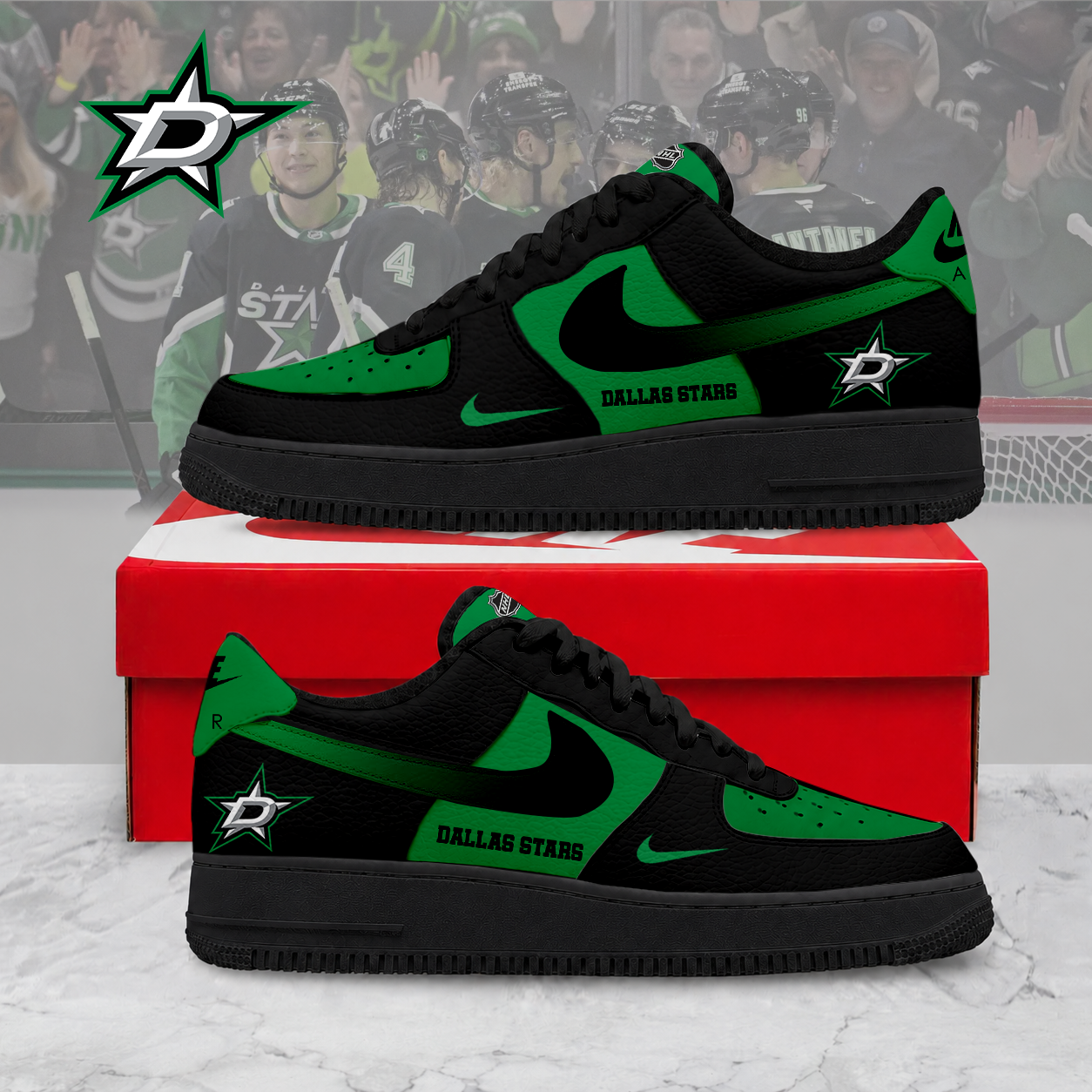 ELITE EDITION - NEW CUSTOMIZED NHL15 DLS DALLAS STARS AF1 SHOES