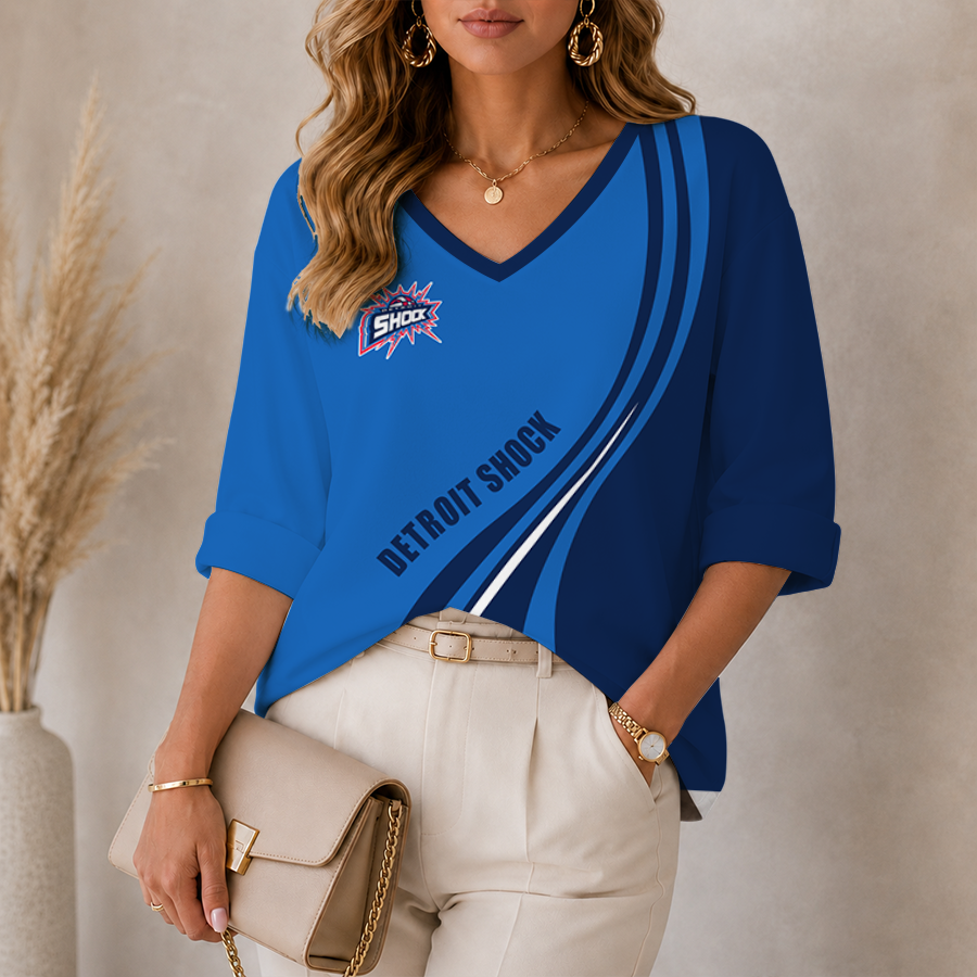 [FAN FAVORITE] NEW CUSTOMIZED WNBA15 DTS DETROIT SHOCK WOMEN'S HEART V-NECK LONG SLEEVE SHIRT