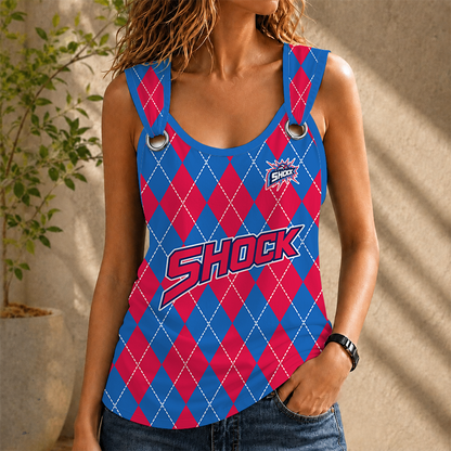 [FAN FAVORITE] NEW CUSTOMIZED WNBA15 DTS DETROIT SHOCK O-RING SHOULDER TANK TOP