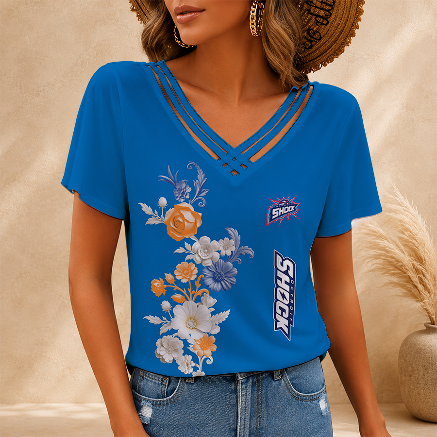[FAN FAVORITE] NEW CUSTOMIZED WNBA15 DTS DETROIT SHOCK V-NECK SHIRT