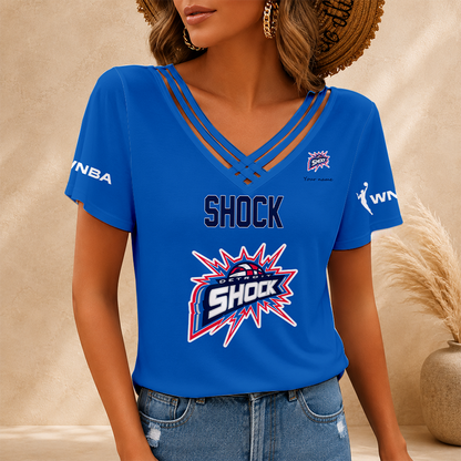 [FAN FAVORITE] NEW CUSTOMIZED WNBA15 DTS DETROIT SHOCK V-NECK SHIRT