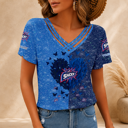LIMITED EDITION - NEW CUSTOMIZED WNBA15 DTS DETROIT SHOCK V-NECK SHIRT