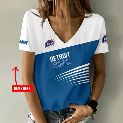 [FAN FAVORITE] NEW CUSTOMIZED WNBA15 DTS DETROIT SHOCK V-NECK FEMALE SHIRT