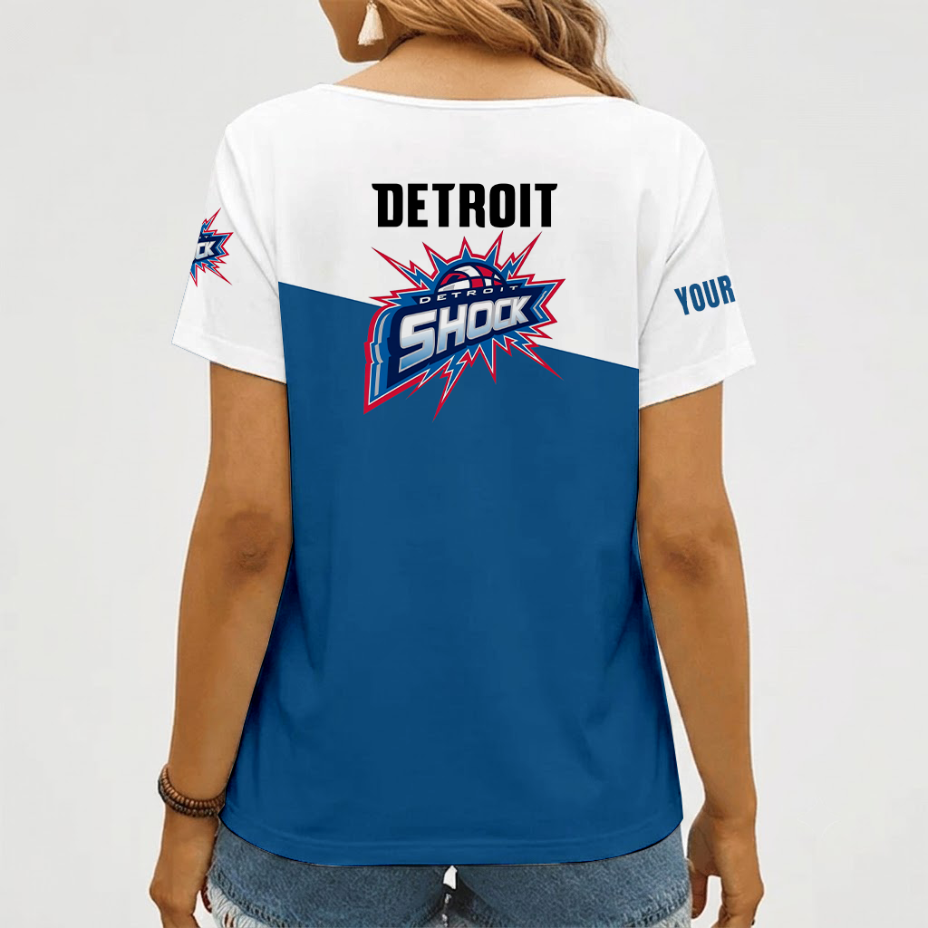 [FAN FAVORITE] NEW CUSTOMIZED WNBA15 DTS DETROIT SHOCK V-NECK FEMALE SHIRT
