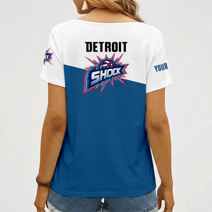[FAN FAVORITE] NEW CUSTOMIZED WNBA15 DTS DETROIT SHOCK V-NECK FEMALE SHIRT