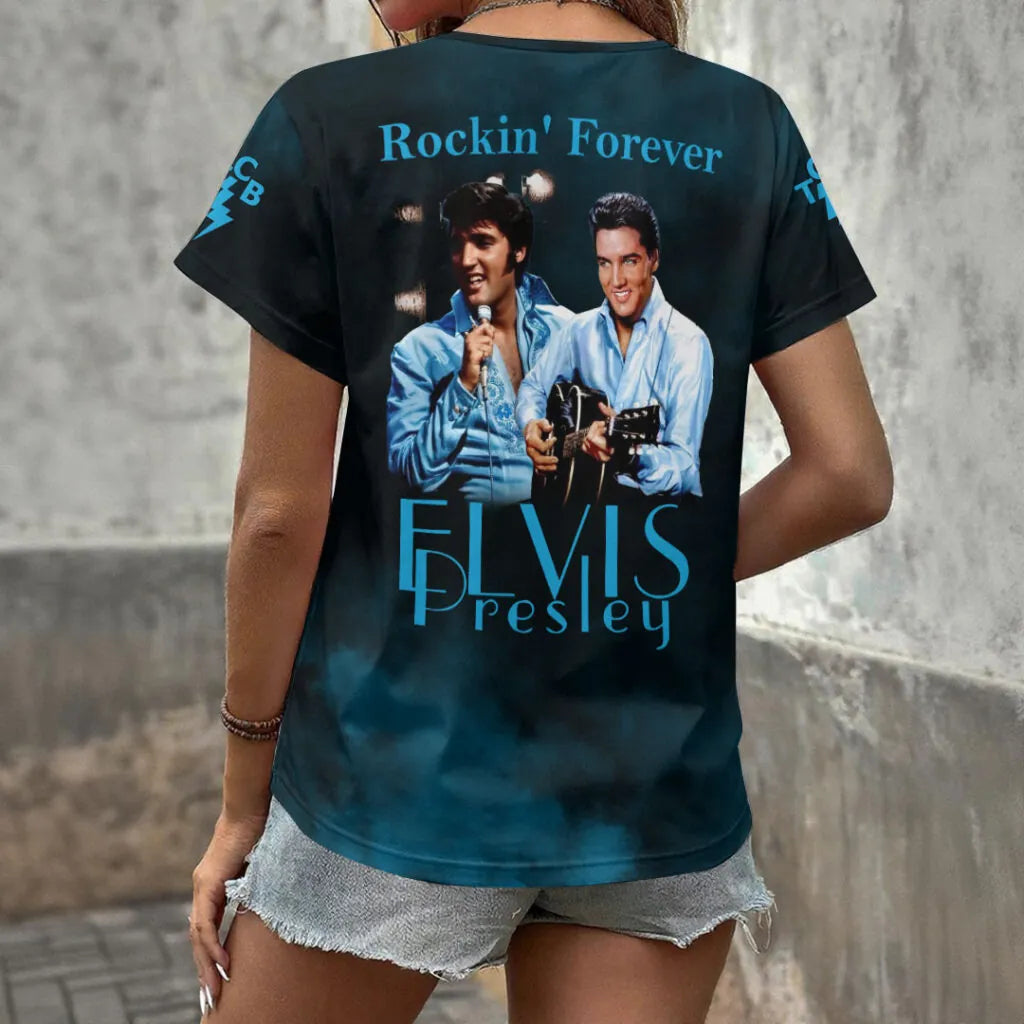 [FAN FAVORITE] NEW CUSTOMIZED ELVIS PRESLEY V-NECK FEMALE SHIRT