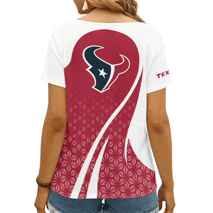 LIMITED EDITION - NEW CUSTOMIZED NFL15 HTT HOUSTON TEXANS V-NECK FEMALE SHIRT