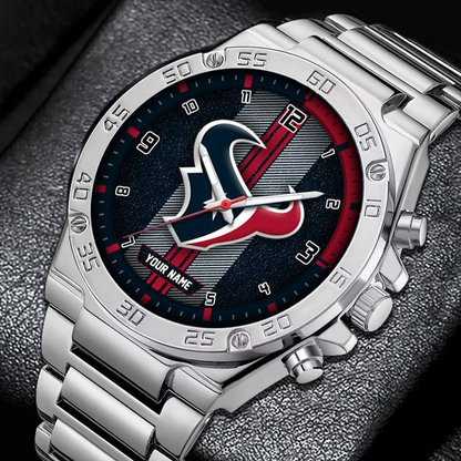 LIMITED EDITION - NEW CUSTOMIZED NFL15 HTT HOUSTON TEXANS LUXURY STAINLESS STEEL WATCH