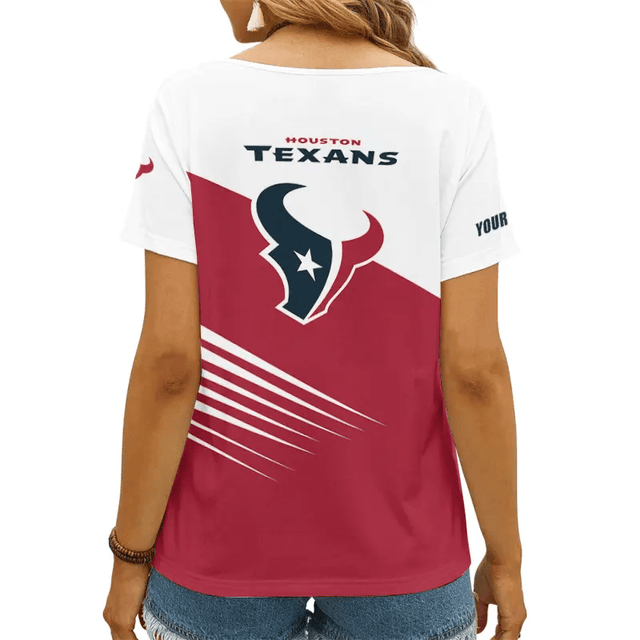 [SPECIAL OFFER] NEW CUSTOMIZED NFL15 HTT HOUSTON TEXANS V-NECK FEMALE SHIRT
