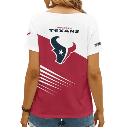 [SPECIAL OFFER] NEW CUSTOMIZED NFL15 HTT HOUSTON TEXANS V-NECK FEMALE SHIRT