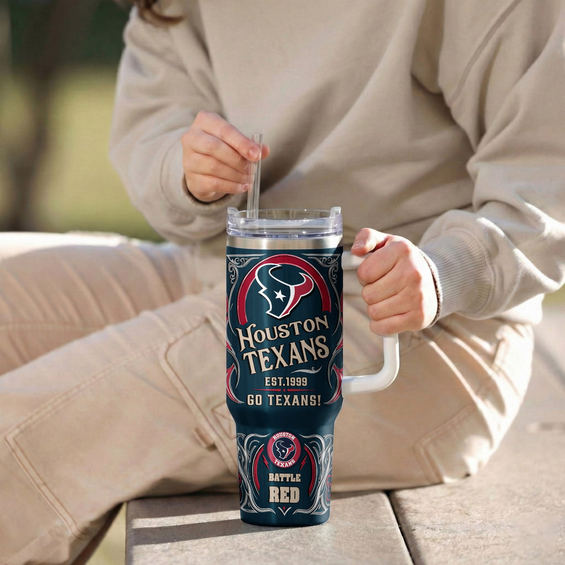 LIMITED EDITION - NEW CUSTOMIZED NFL15 HTT HOUSTON TEXANS 40OZ TUMBLER