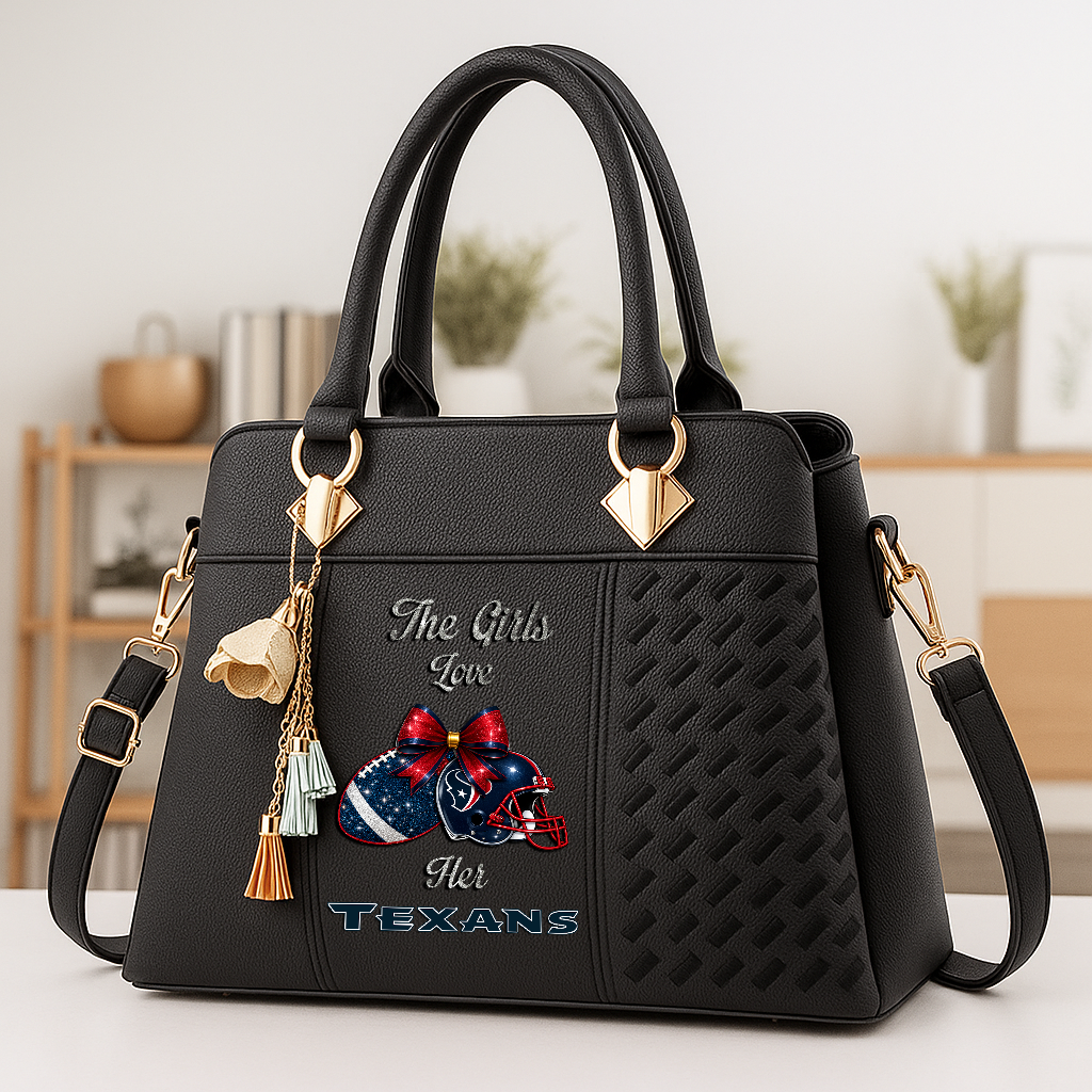 LIMITED EDITION - NEW CUSTOMIZED NFL15 HTT HOUSTON TEXANS WOMEN'S ZIP HANDBAG MULTICOLOR