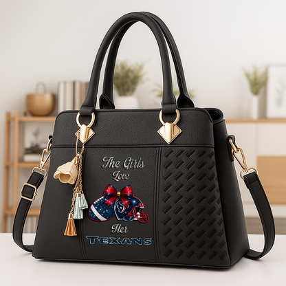 LIMITED EDITION - NEW CUSTOMIZED NFL15 HTT HOUSTON TEXANS WOMEN'S ZIP HANDBAG MULTICOLOR