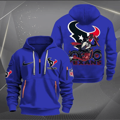 [SPECIAL OFFER] NEW CUSTOMIZED NFL15 HTT HOUSTON TEXANS MUTICOLOR QUARTER ZIP HOODIE