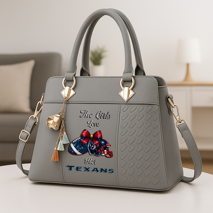 LIMITED EDITION - NEW CUSTOMIZED NFL15 HTT HOUSTON TEXANS WOMEN'S ZIP HANDBAG MULTICOLOR
