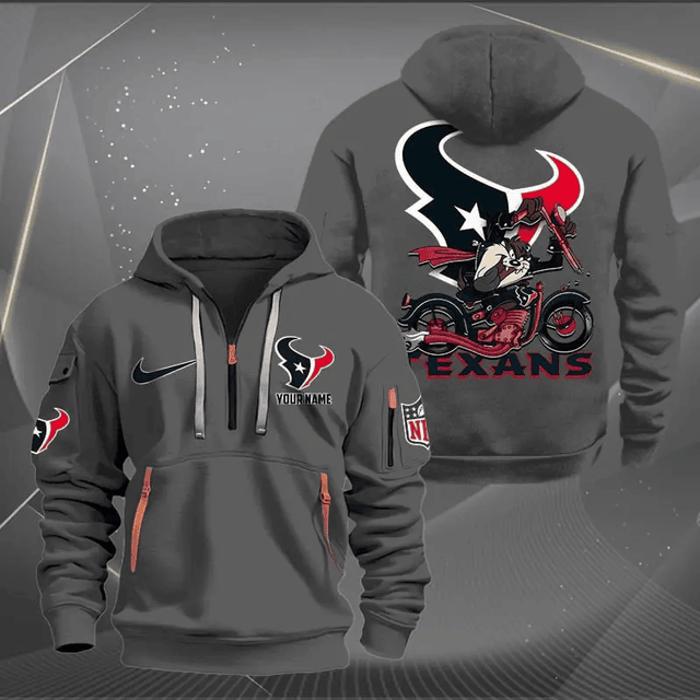 [SPECIAL OFFER] NEW CUSTOMIZED NFL15 HTT HOUSTON TEXANS MUTICOLOR QUARTER ZIP HOODIE