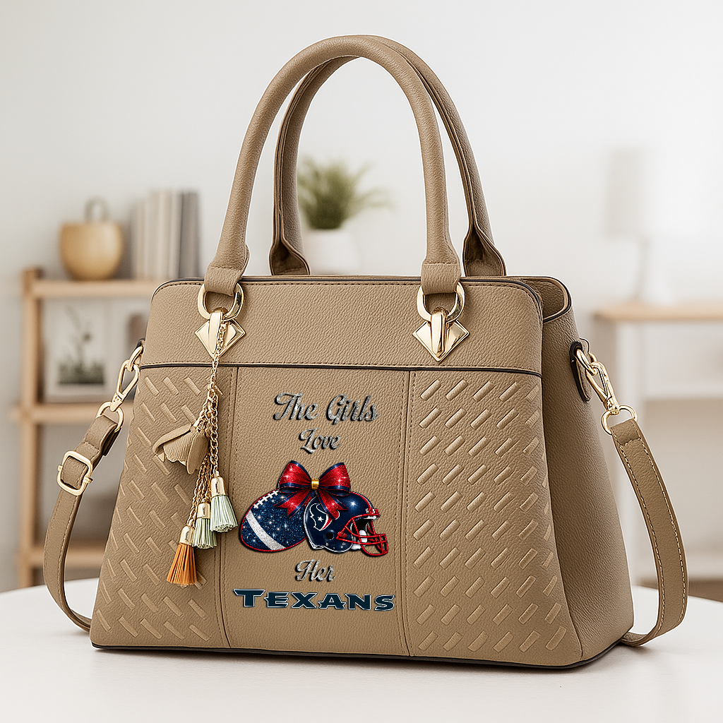 LIMITED EDITION - NEW CUSTOMIZED NFL15 HTT HOUSTON TEXANS WOMEN'S ZIP HANDBAG MULTICOLOR