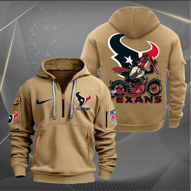 [SPECIAL OFFER] NEW CUSTOMIZED NFL15 HTT HOUSTON TEXANS MUTICOLOR QUARTER ZIP HOODIE