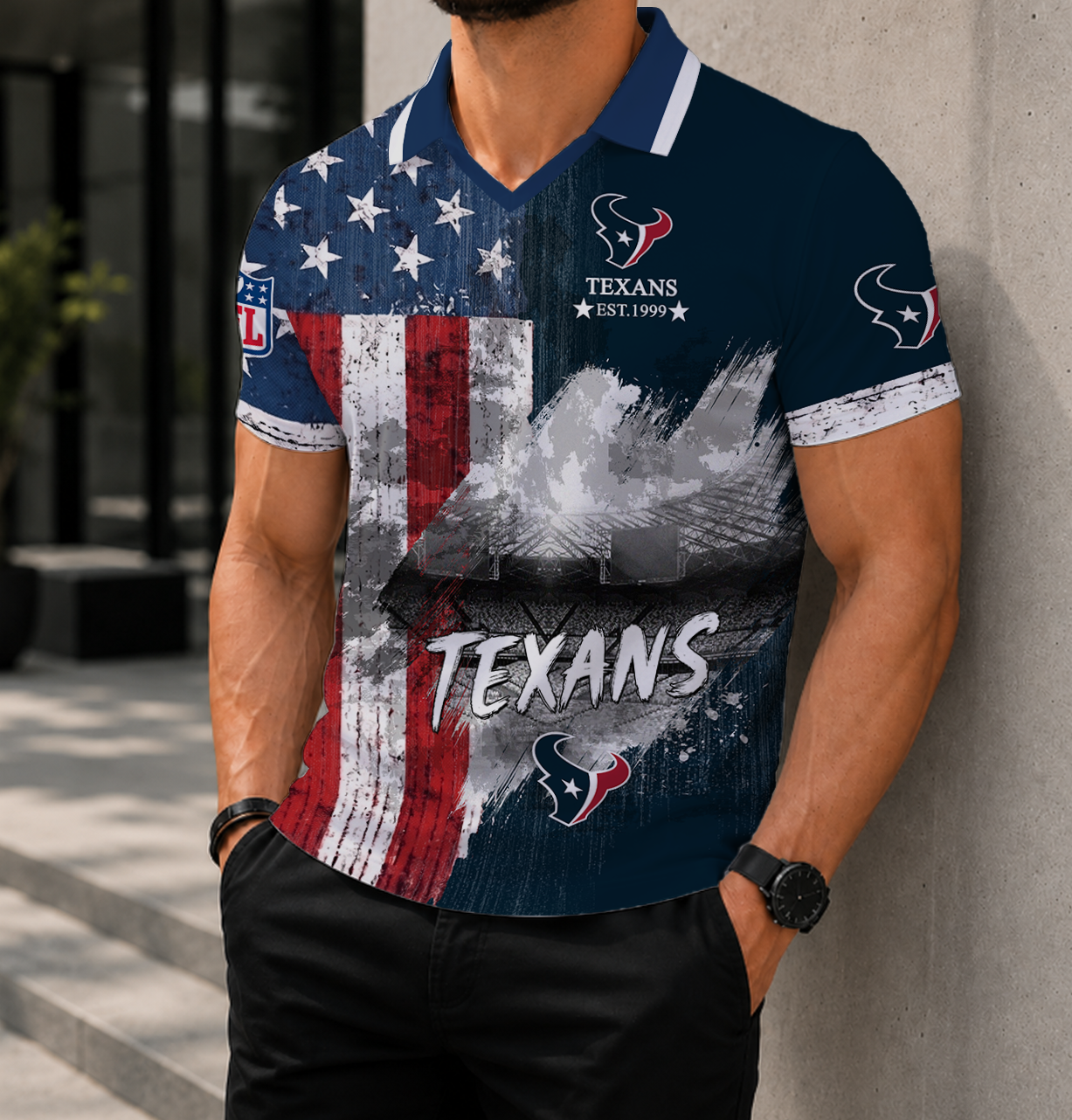 SPECIAL EDITION - NEW CUSTOMIZED NFL15 HTT HOUSTON TEXANS POLO SHIRT