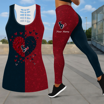 LIMITED EDITION - NEW CUSTOMIZED NFL15 HTT HOUSTON TEXANS LEGGINGS & HOLLOW TANK TOP SET