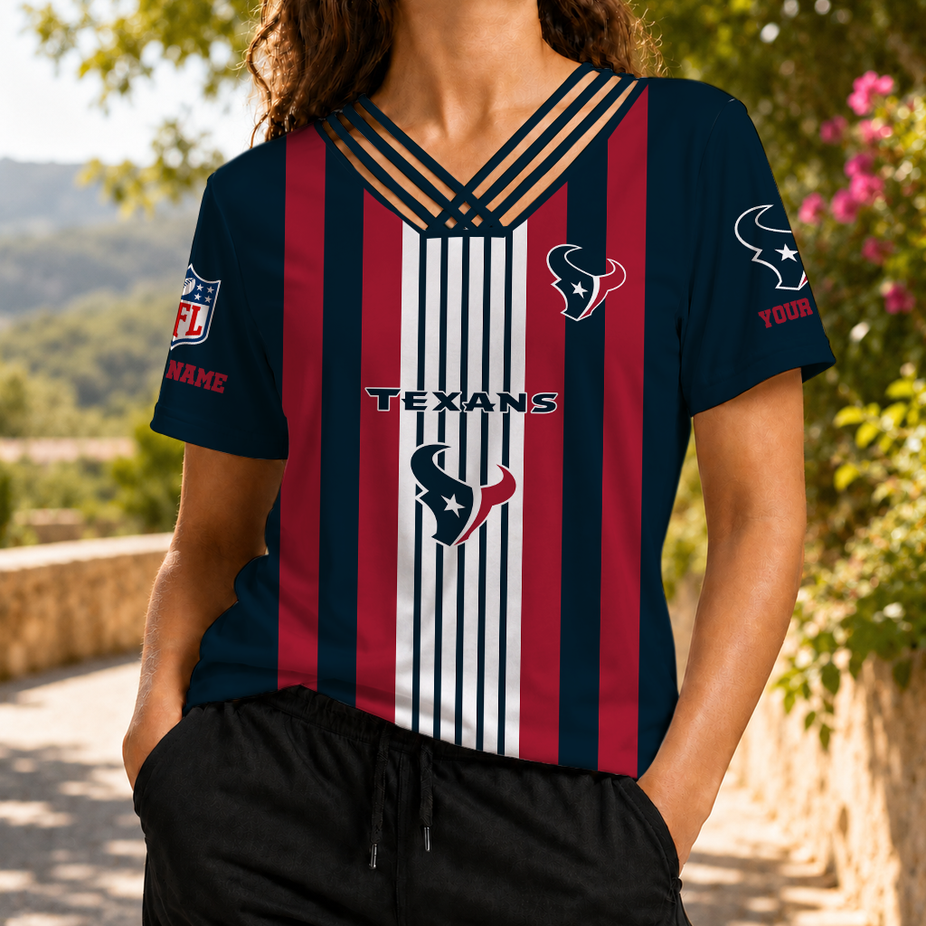 VIRAL EDITION - NEW CUSTOMIZED NFL15 HTT HOUSTON TEXANS V-NECK SHIRT