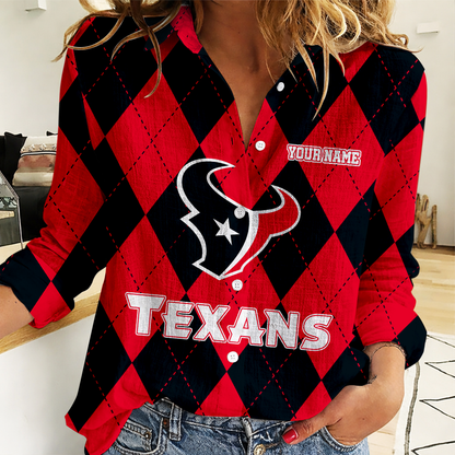 LIMITED EDITION - NEW CUSTOMIZED NFL15 HTT HOUSTON TEXANS WOMEN CASUAL SHIRT FOR FAN