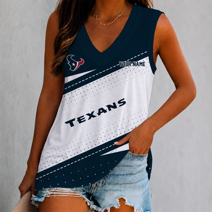 LIMITED EDITION - NEW CUSTOMIZED NFL15 HTT HOUSTON TEXANS WOMEN'S V-NECK TANK TOP