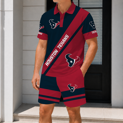 SPECIAL EDITION - NEW CUSTOMIZED NFL15 HTT HOUSTON TEXANS POLO SHIRT & SHORT PANTS SET