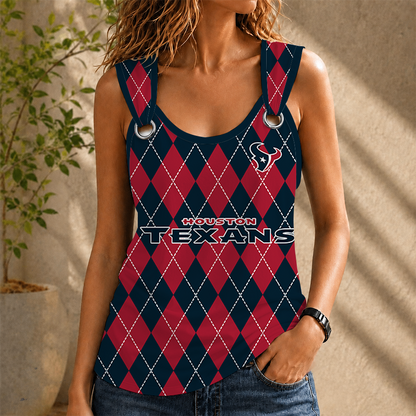 [SPECIAL OFFER] NEW CUSTOMIZED NFL15 HTT HOUSTON TEXANS O-RING SHOULDER TANK TOP